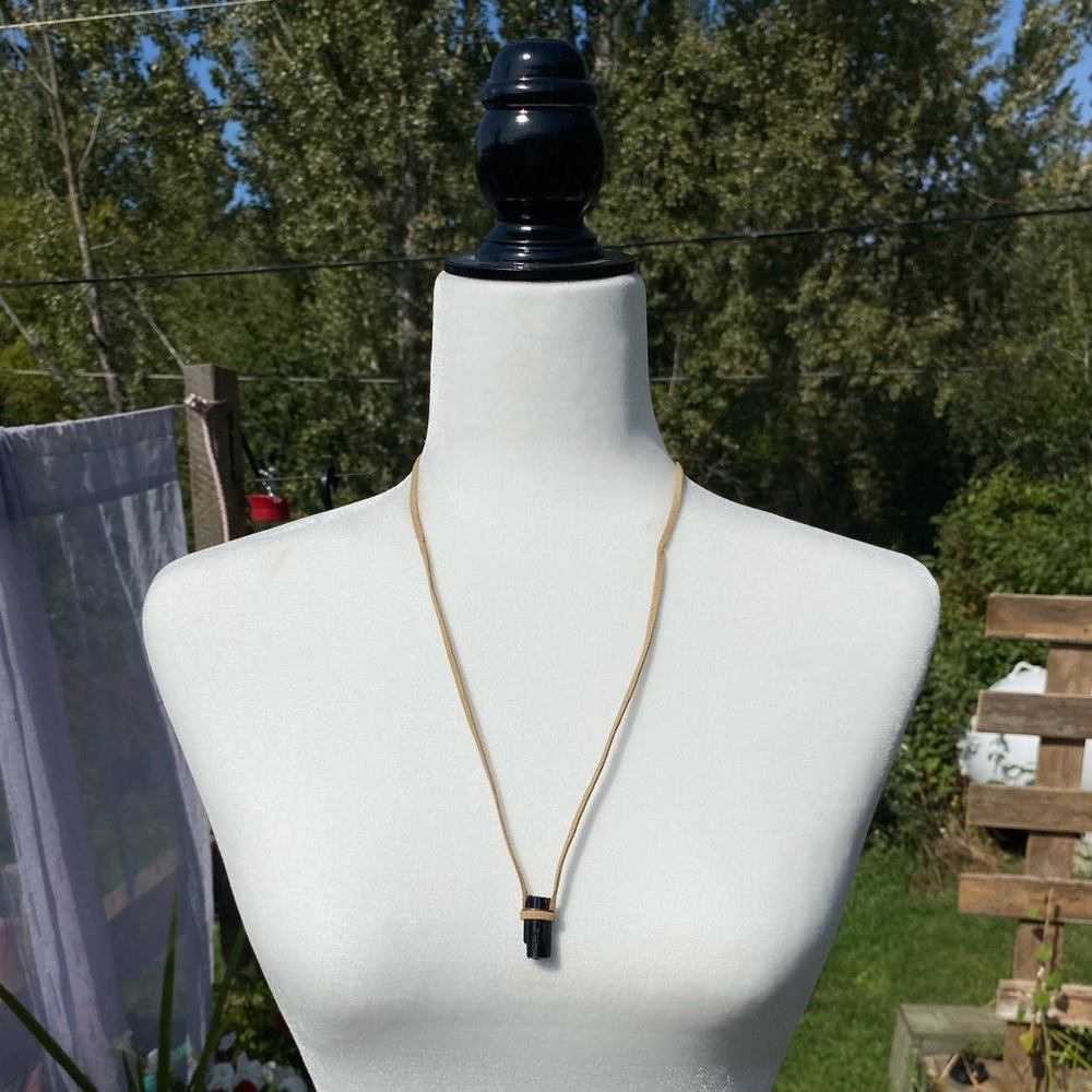 Hand Crafted black tourmaline and suede necklace